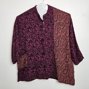 Marketplace‎ Handwork Of India Size 3W Shirt Purple Paisley Embroidered Cotton